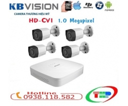 TRỌN BỘ 4 CAMERA  KBVISION KX-1001S4 ( 1.0 MEGAPIXEL )
