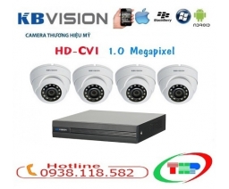 TRỌN BỘ 4 CAMERA  KBVISION KX-1002SX4 ( 1.0 MEGAPIXEL )